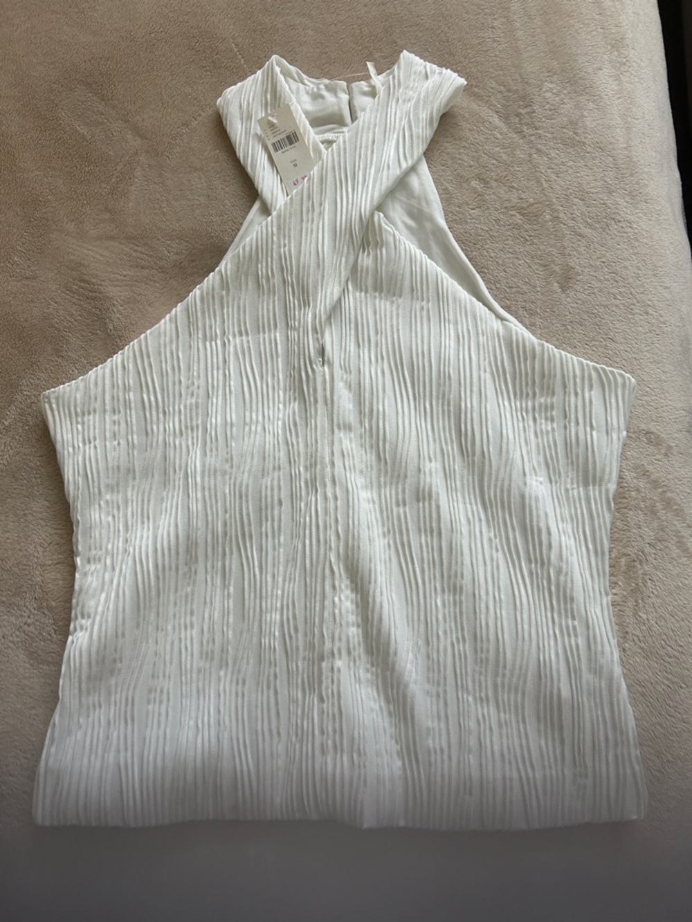 Anthropologie White Ribbed Halter Tank Top